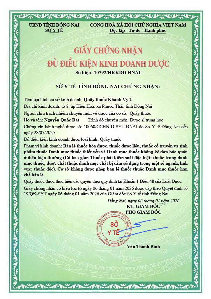 Giấy chứng nhận đủ điều kiện kinh doanh dược — ảnh minh họa